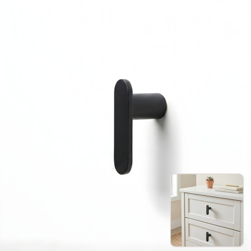 2" Bar Knob, Charcoal (Black), 1"