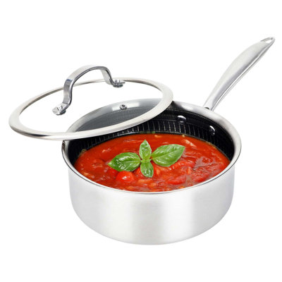 Brentwood® 3-Ply Hybrid Non-Stick Stainless Steel Dutch Oven With Tempered Glass Lid
