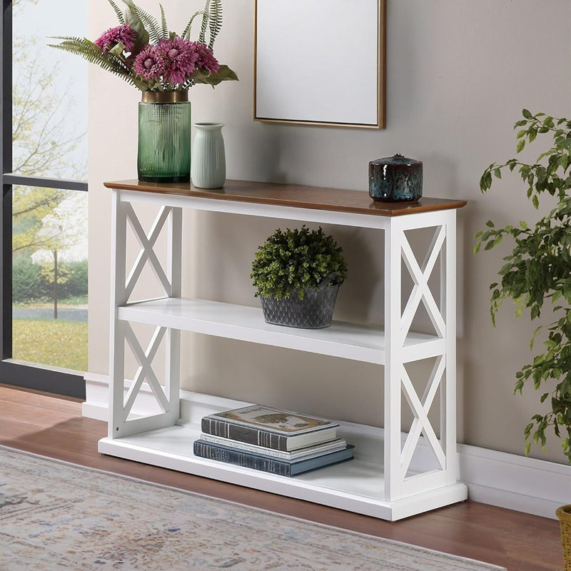 42" Coventry Console Table, Farmhouse Narrow Display Table, Driftwood/White