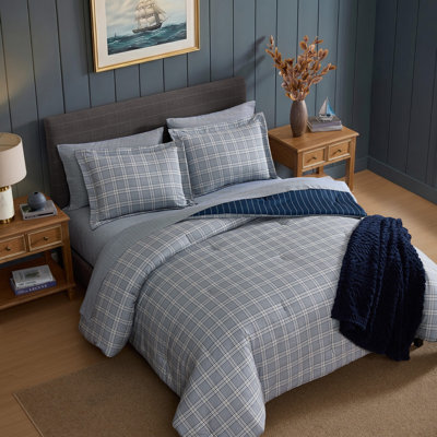 Nautica Declan Plaid Blue Reversible Comforter Set