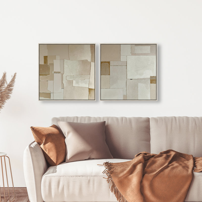 Vanilla Set Canvas Abstract Print by Oliver Gal, Black Frame, 12 x 12, 21"H x 21"W, Silver Floater Frame