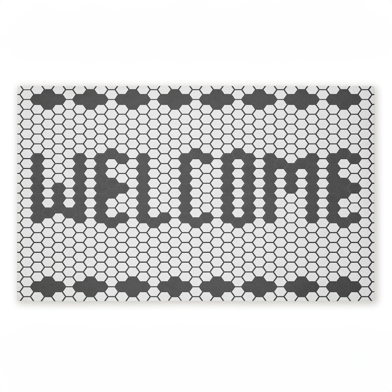 Tapis de porte extérieur à motif de faux carreaux Welcome, par Angela Nickeas, 18 po x 30 po