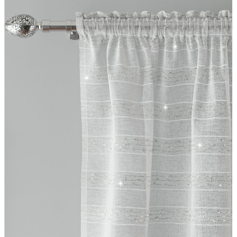 Lima Sheer Curtain Panel Pair, 140cm Width x 183cm Drop, Silver