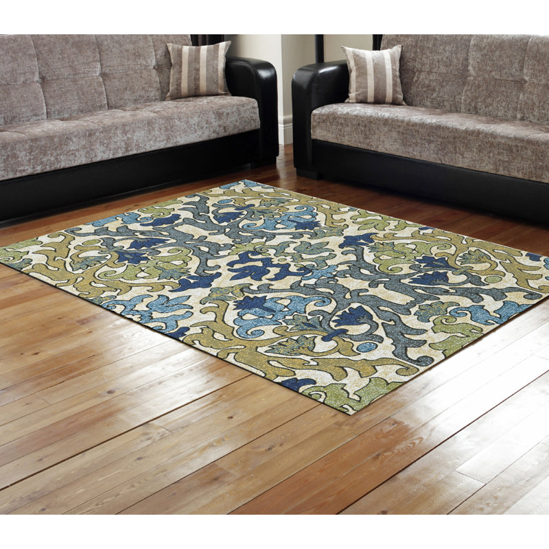 Tapis vert à motif oriental Psezown St John, Rectangle 10 pi x 13 pi 2 po