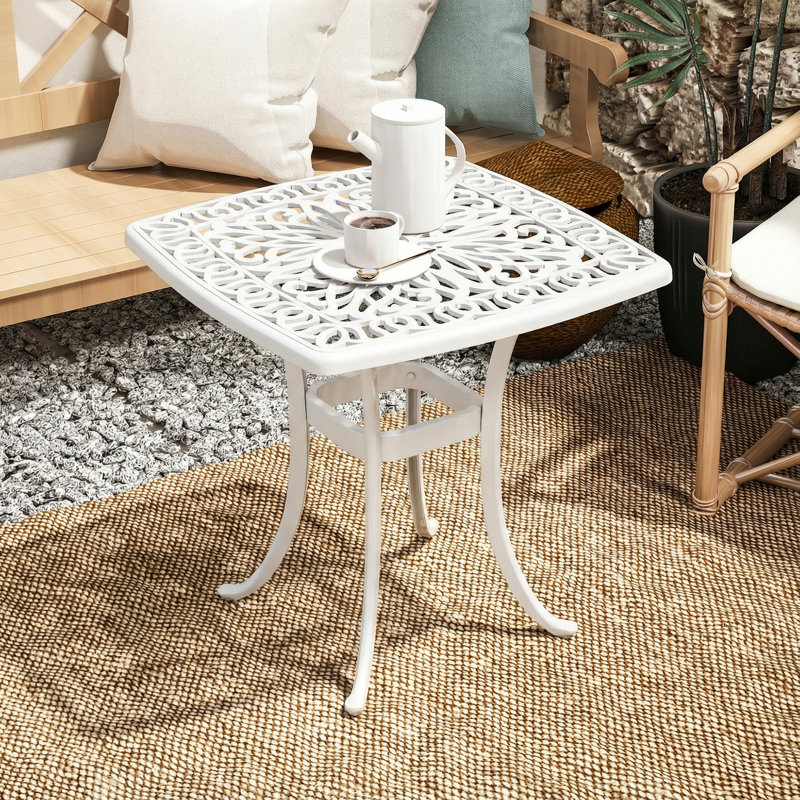 Square Outdoor Side Table With Umbrella Hole , 54cm cm W 54cm cm D