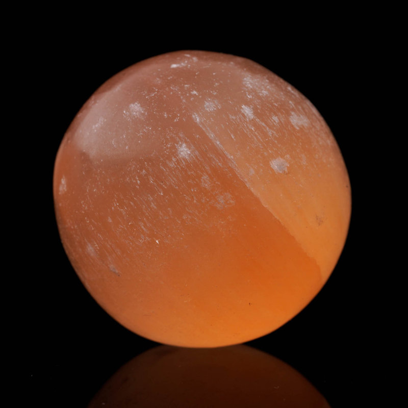 Hand-Carved Orange Selenite Sphere From Morocco