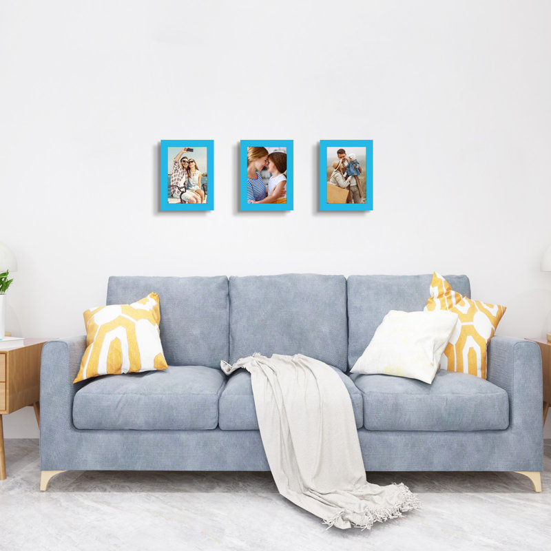 Cadre photo collage, ensemble de 3, Bleu, L 5 po x H 7 po