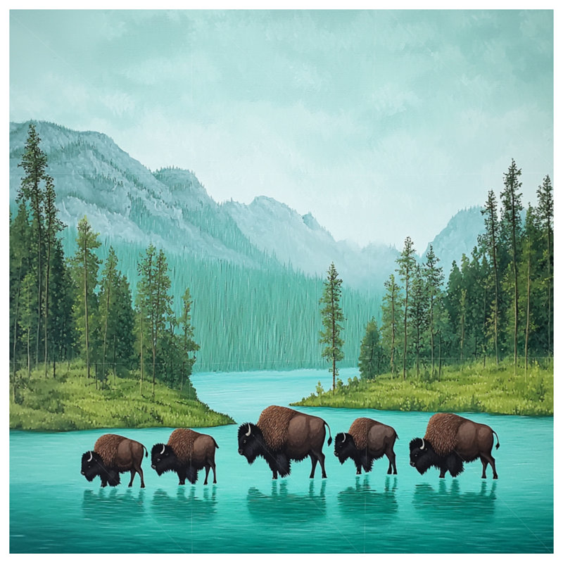 Coussin Bison, animaux, coussins double face, 18 po x 18 po