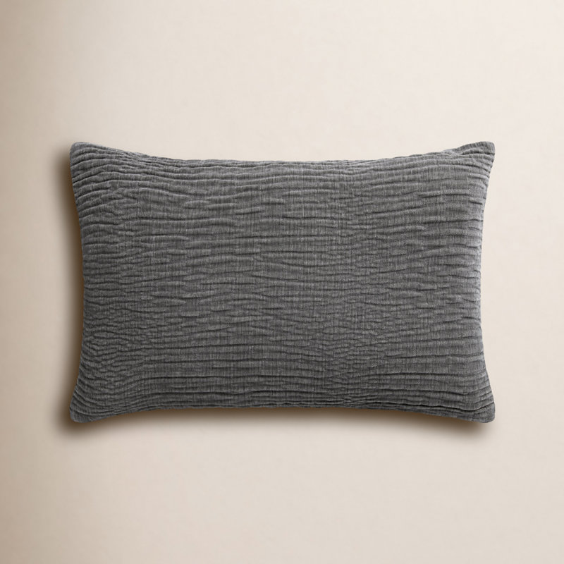 Housse de coussin rectangulaire Edan, H 16 po x l 26 po, Duvet, gris