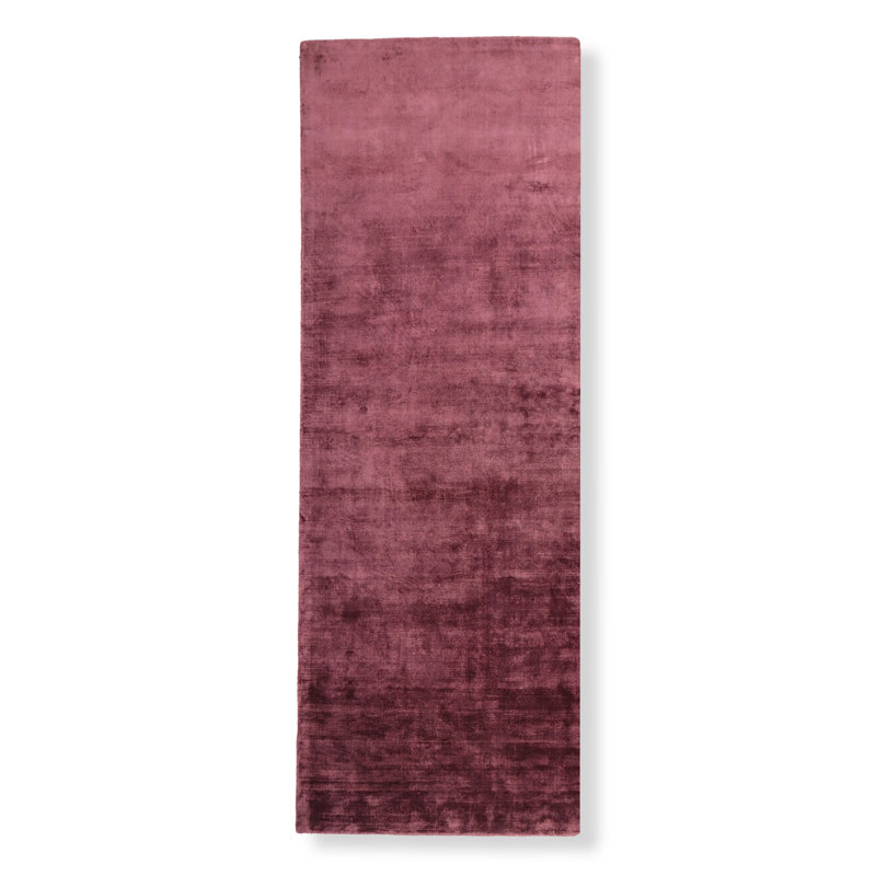 Hand-Loomed Lux Silk Dark Mauve Area Rug, Runner 2'6" x 12'