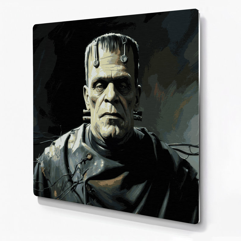 Art mural en métal bleu, Halloween, H 12 po x l 12 po