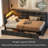 Twin Size Daybed With Storage 2 Drawers And Charging Station, Day Bed Frame With LED Lights And Storage Headboard, No Box-Spring Needed-1063171483