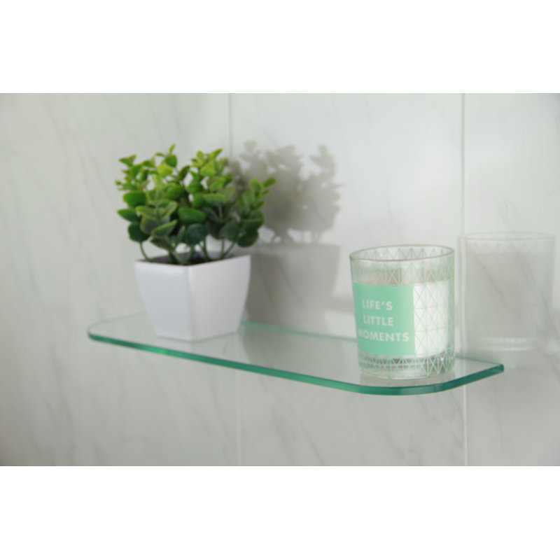 Fanni Glass Floating Shelf with Adjustable Shelves, Clear, 0.6cm H x 40cm W x 10cm D