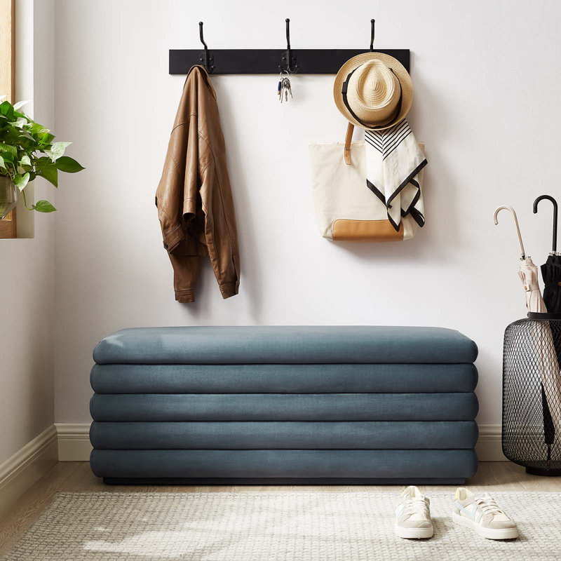 Modway Mezzo Storage Bench, Cadet Blue Performance Velvet