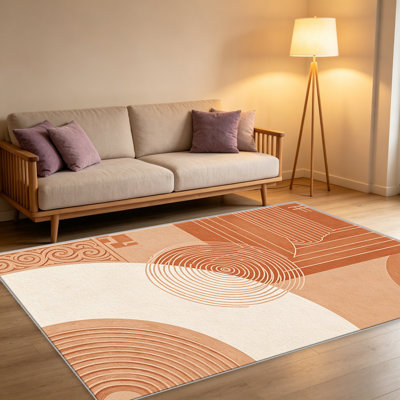 Terracotta Clay Line Abstract carpet-easy to clean, machine-washable, soft and comfortable; suitable for door mats, kitchens, living rooms, bedrooms, corridors, and laundry areas. Easy to clean, durable carpet for home decoration.