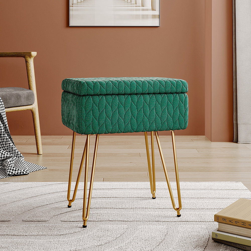Anabella 48cm Rectangle Upholstered Storage Ottoman Vanity Stool