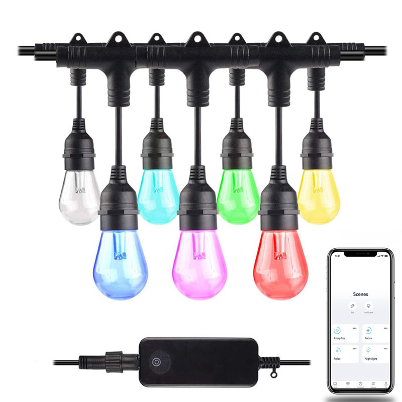 Solana 36-foot Smart String Light Kit with Shatter Resistant RGB Color Changing LED Light Bulbs