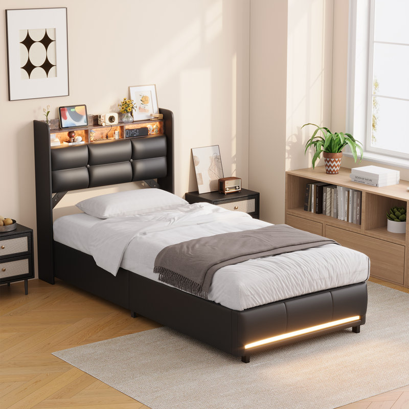 Upholstered Lift Up Storage Bed, Single (3')