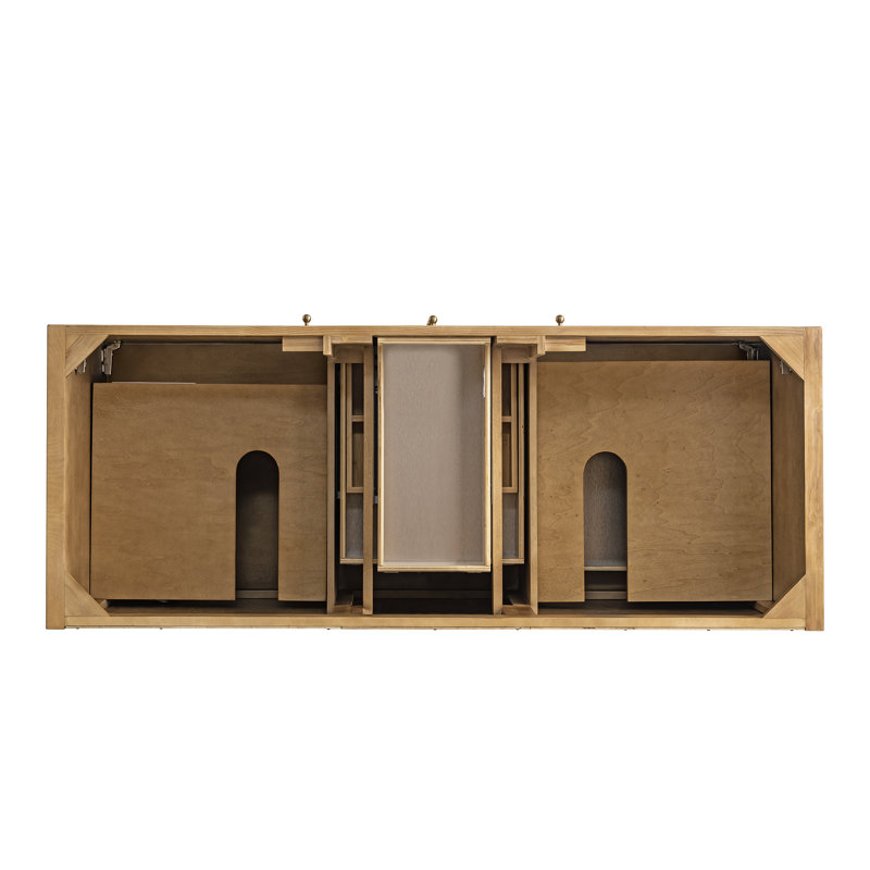 Hudson 60" Double Vanity, Light Natural Oak W/FreePower Wireless Charger, Eternal Jasmine Pearl, Light Natural Oak