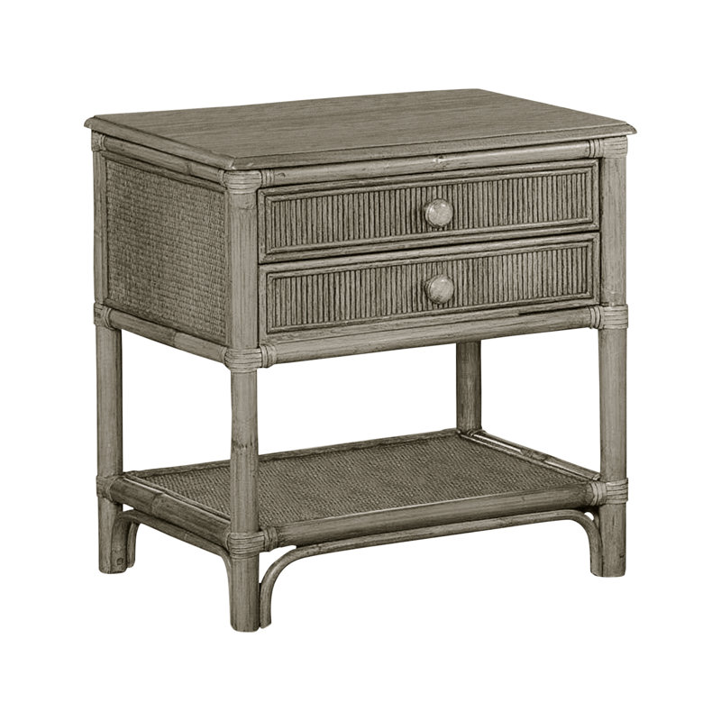 Summer Retreat 26'' W Wicker / Rattan Nightstand, Antique Frost White