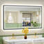 Miroir de salle de bain à cadre noir à DEL avec éclairage avant et rétroéclairé, miroir de meuble-lavabo éclairé pour le mur, double éclairage 3 couleurs à intensité variable, antibuée, verre trempé incassable (horizontal / vertical)-690086298-690086299