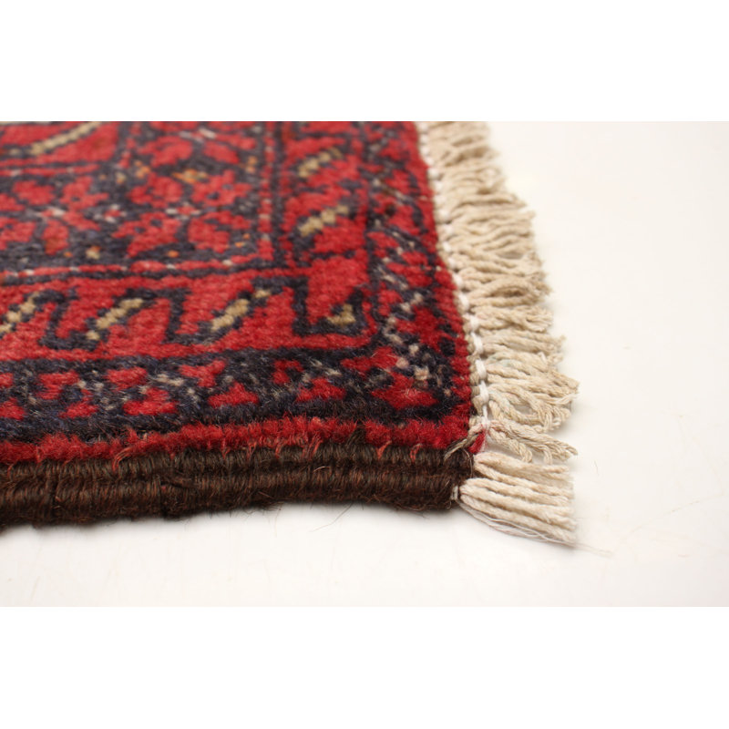 Tapis bleu marine en laine noué à la main de conception unique 2 pi 11 po x 5 pi 4 po Hesperus