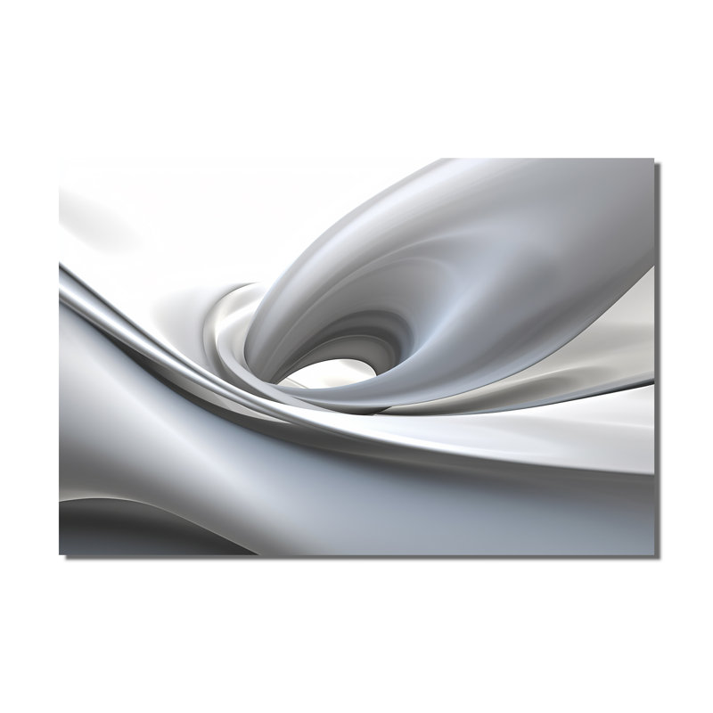 «White Grey Contemplative Abstraction - Abstract Modern Waves», impressions encadrées