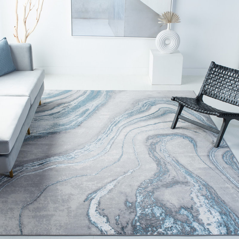 Tapis gris / bleu Shara, Rectangle 11 pi x 15 pi