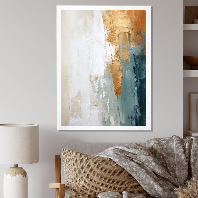 «Blissful Solitude», peinture abstraite rétro «Blue I», peinture abstraite murale, salon, H 32 po x l 16 po x P 1 po