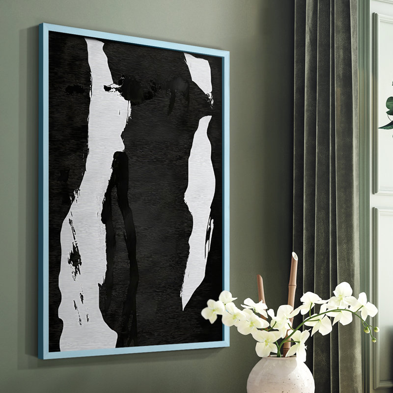 Abstrait, encadré, reproduction encadrée, Bleu, H 20 po x l 16 po