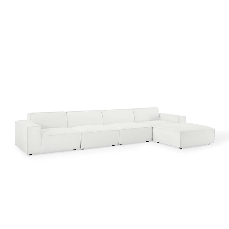 Restore 5-Piece Sectional Sofa, White Polyester