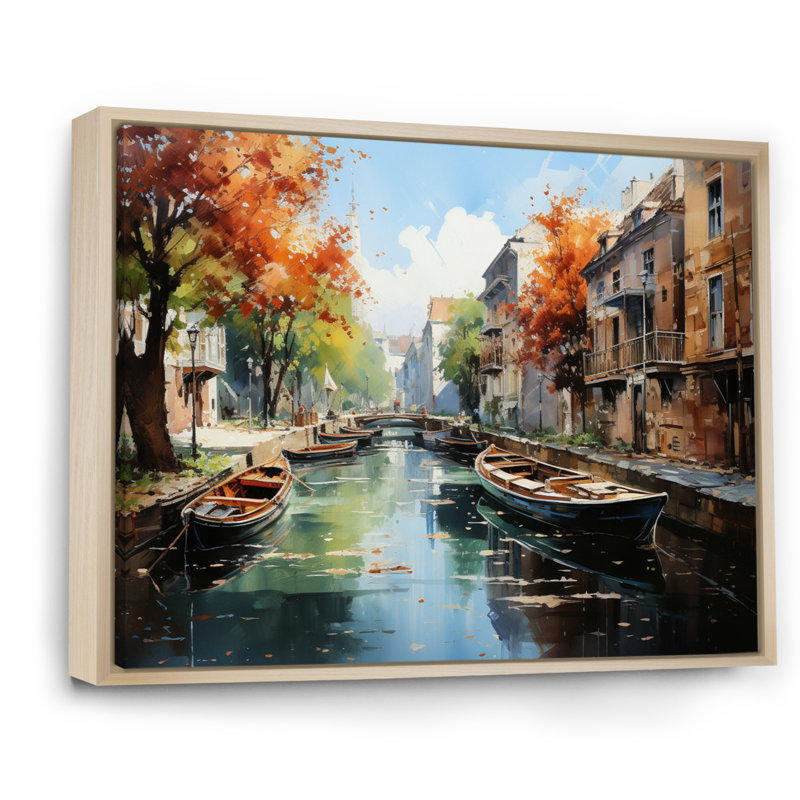 " Green Canal Dramatic Canals High ", Natural Floater Framed, 34" H x 44" W x 1.5" D