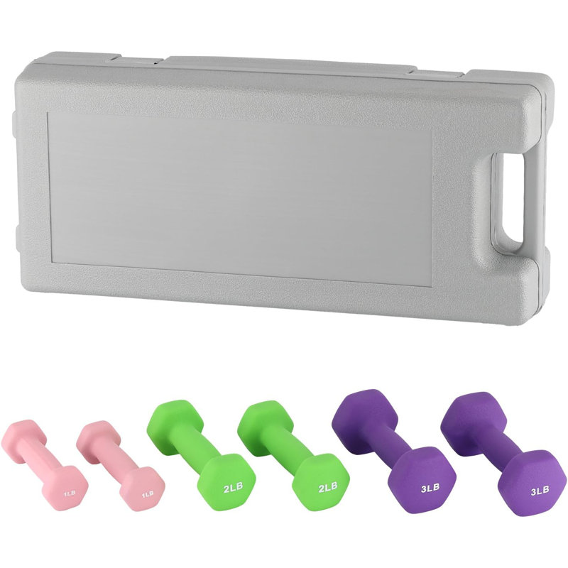 Hex Dumbbell Set with Rack & Storage Box, Neoprene Anti-Roll Weights for Home Gym