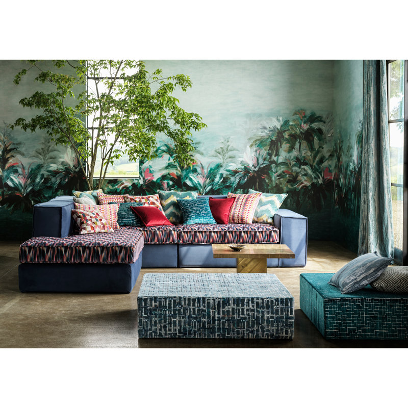Vivido Alberi Floral Non-Woven Wallpaper Roll, Teal/Fuch Banner