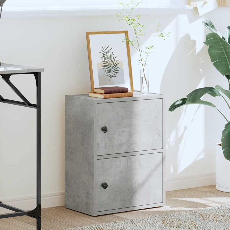 Shanetra 40cm W Bookcase, Concrete Grey, (2 Shelves) 52cmH x 40cmW x 24cmD