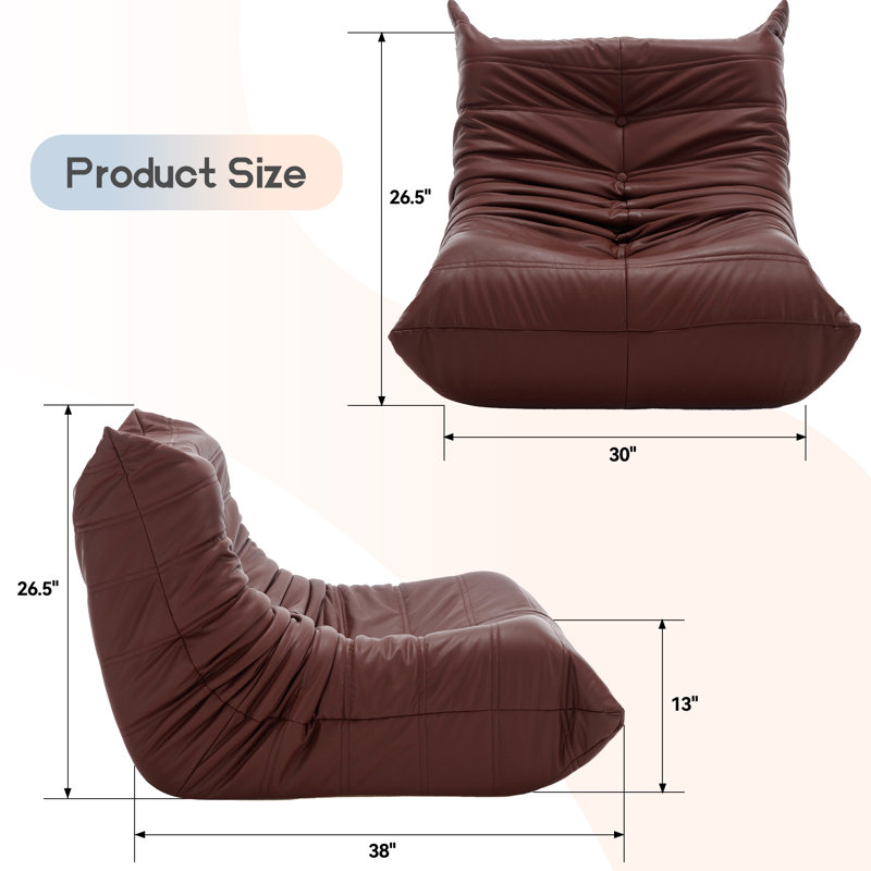 Fauteuil à billes en mousse mémoire, Similicuir bourgogne