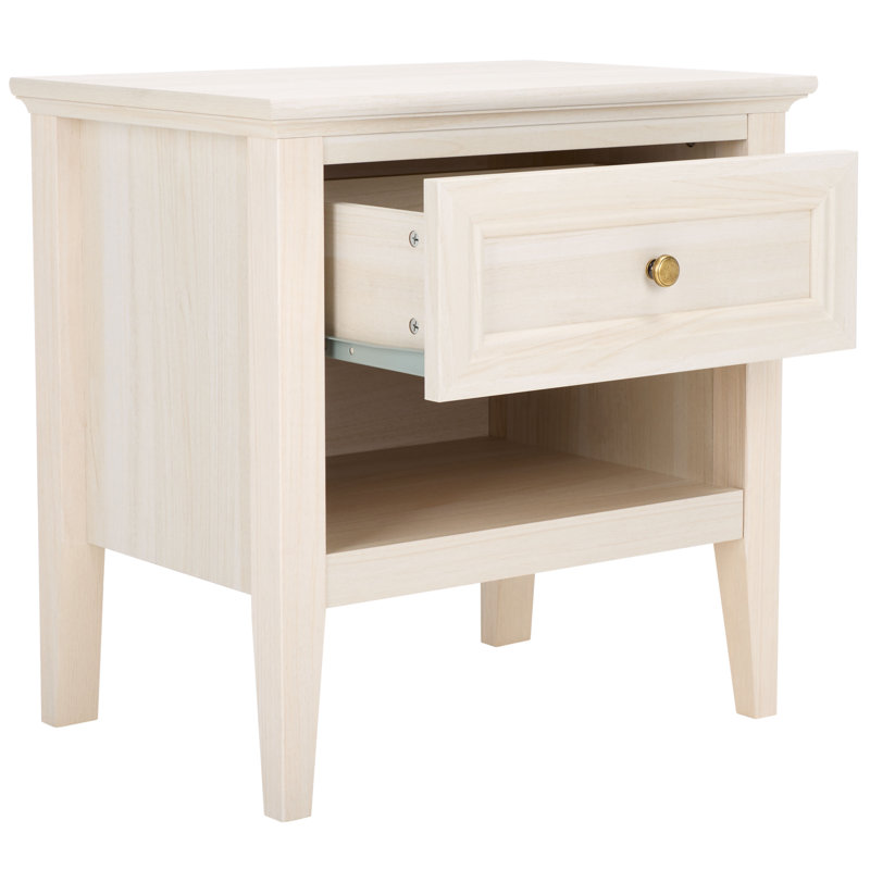 Table de chevet 1 tiroir Daltan, Blanc décoloré
