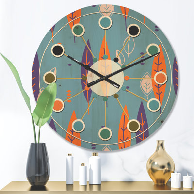 Horloge murale en bois Floral Botanical