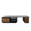 Table basse extensible avec 2 tiroirs - Brun noyer, rectangulaire, longueur réglable pratique pour les tiroirs de salon, rectangulaire