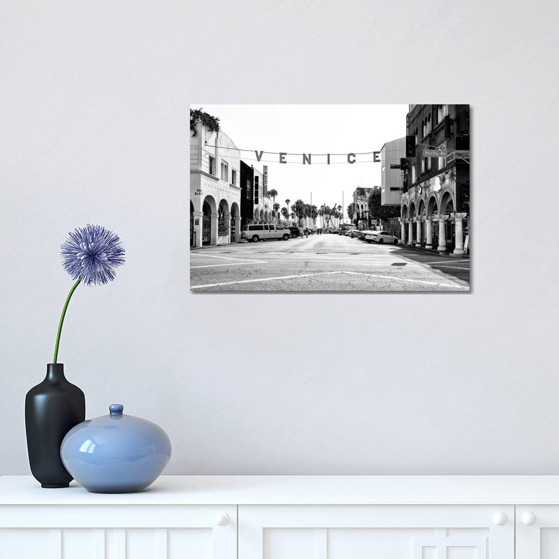 Black California Series - Venice Pacific Avenue - Wrapped Canvas Print, 30.48 cm H x 45.72 cm W