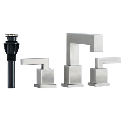 Robinet de salle de bain en cascade de 20 cm (8 po), brossé nickel - 2 poignées avec bonde escamotable et flexible d'alimentation, poignées de robinet antitaches, construction pour évier