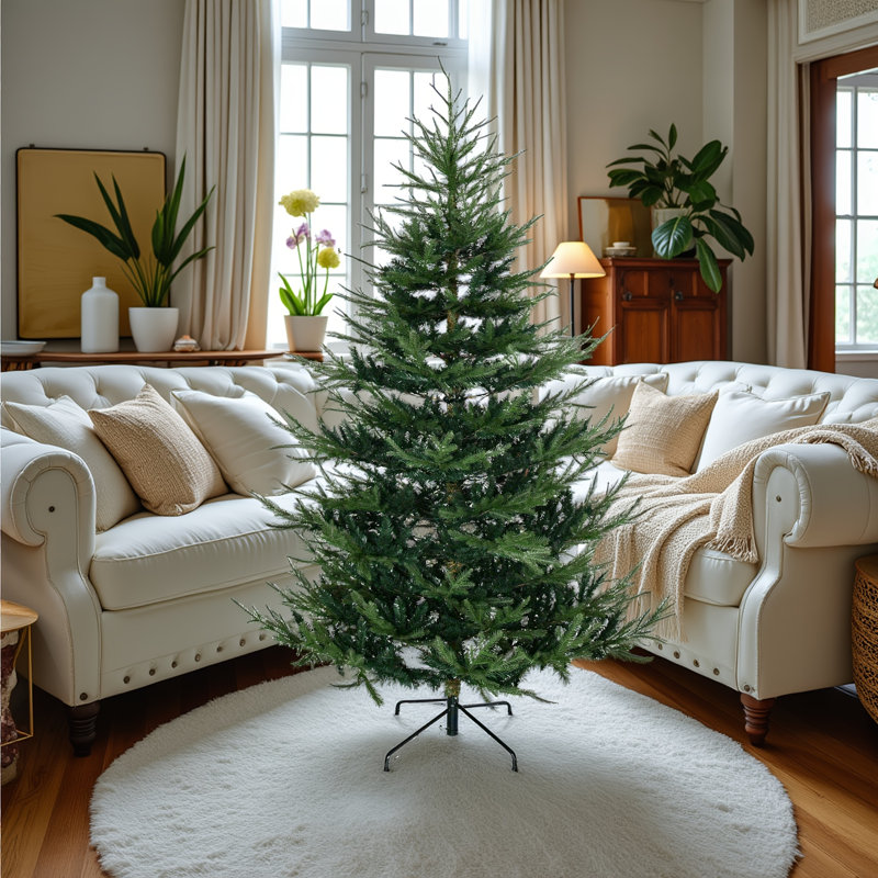 Arbre de Noël artificiel 7,5 pi - Arbre de Noël articulé à pin avec 1218 branches réalistes et base en acier, vert