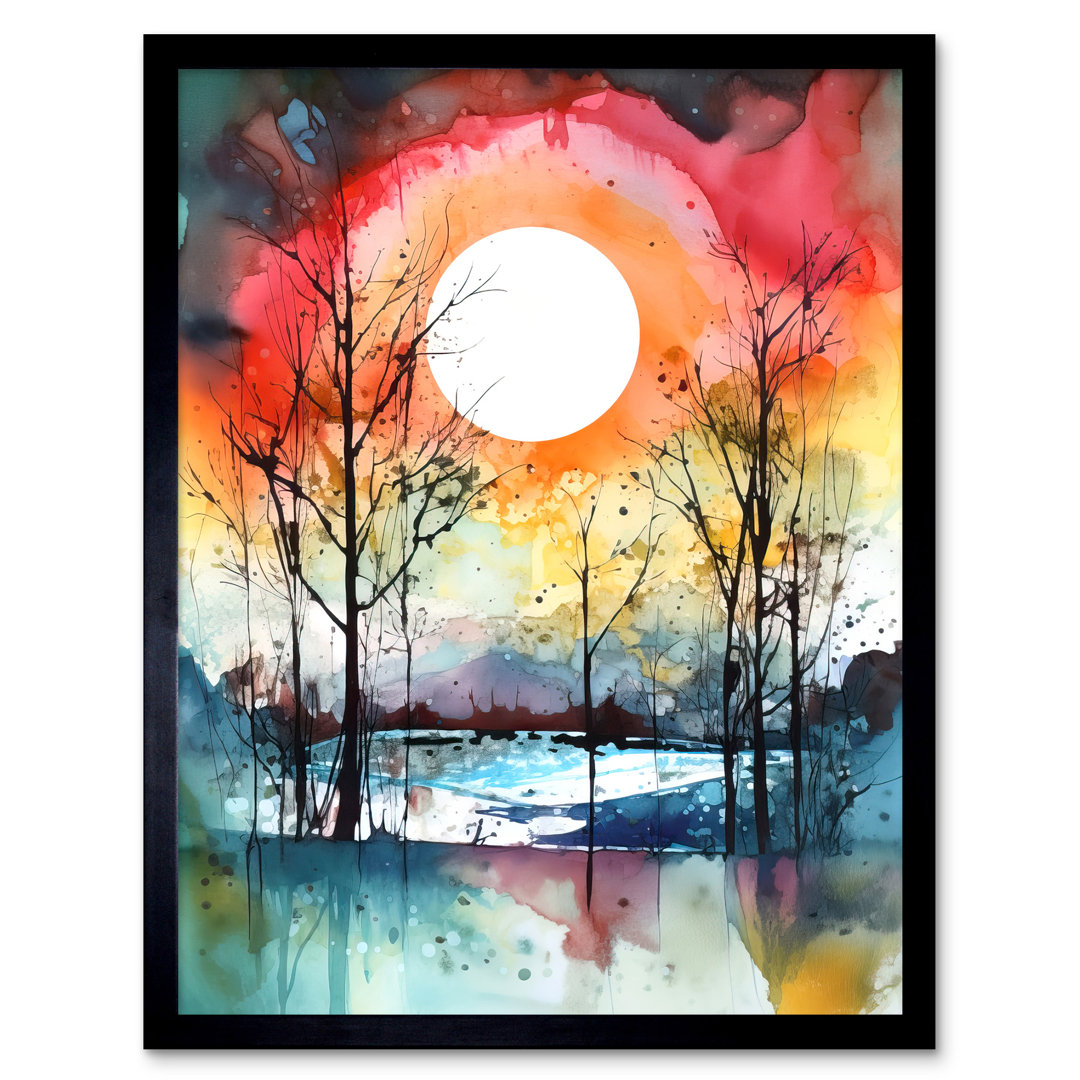 Alithia Abstract Sunset Landscape Countryside Autumn - Single Picture Frame Print