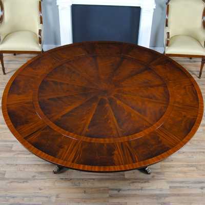 Extendable Mahogany Round Solid Wood Dining Table