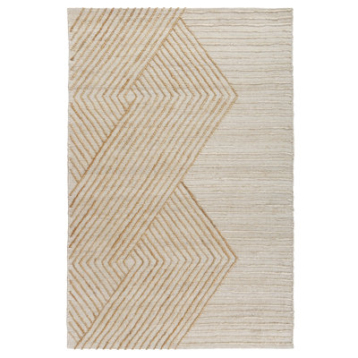 Transitional Ivory/Tan Abstract Diamond Hand-Woven Jute Blend Indoor Area Rug