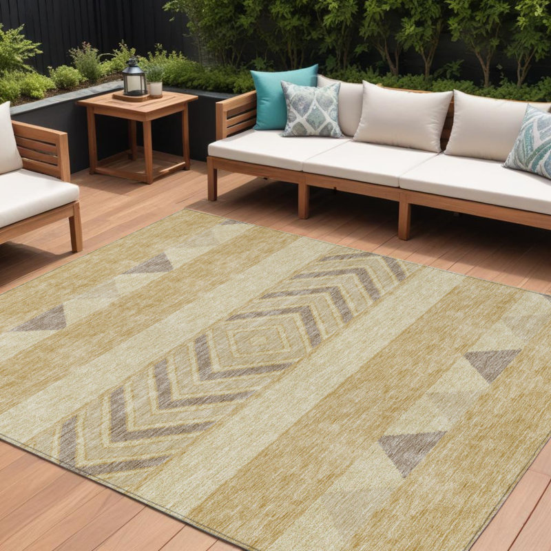 Tapis intérieur lavable extérieur 8 pi x 10 pi doré Southwestern