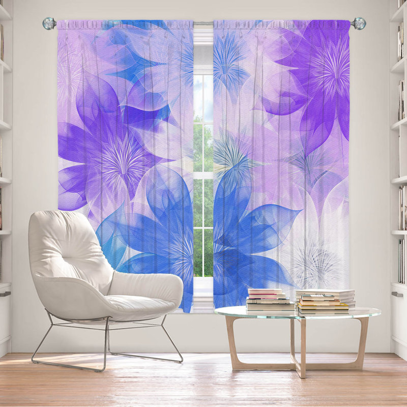 Paire de rideaux obscurcissant en polyester Glafira, Bleu/mauve, L 40 po x L 82 po
