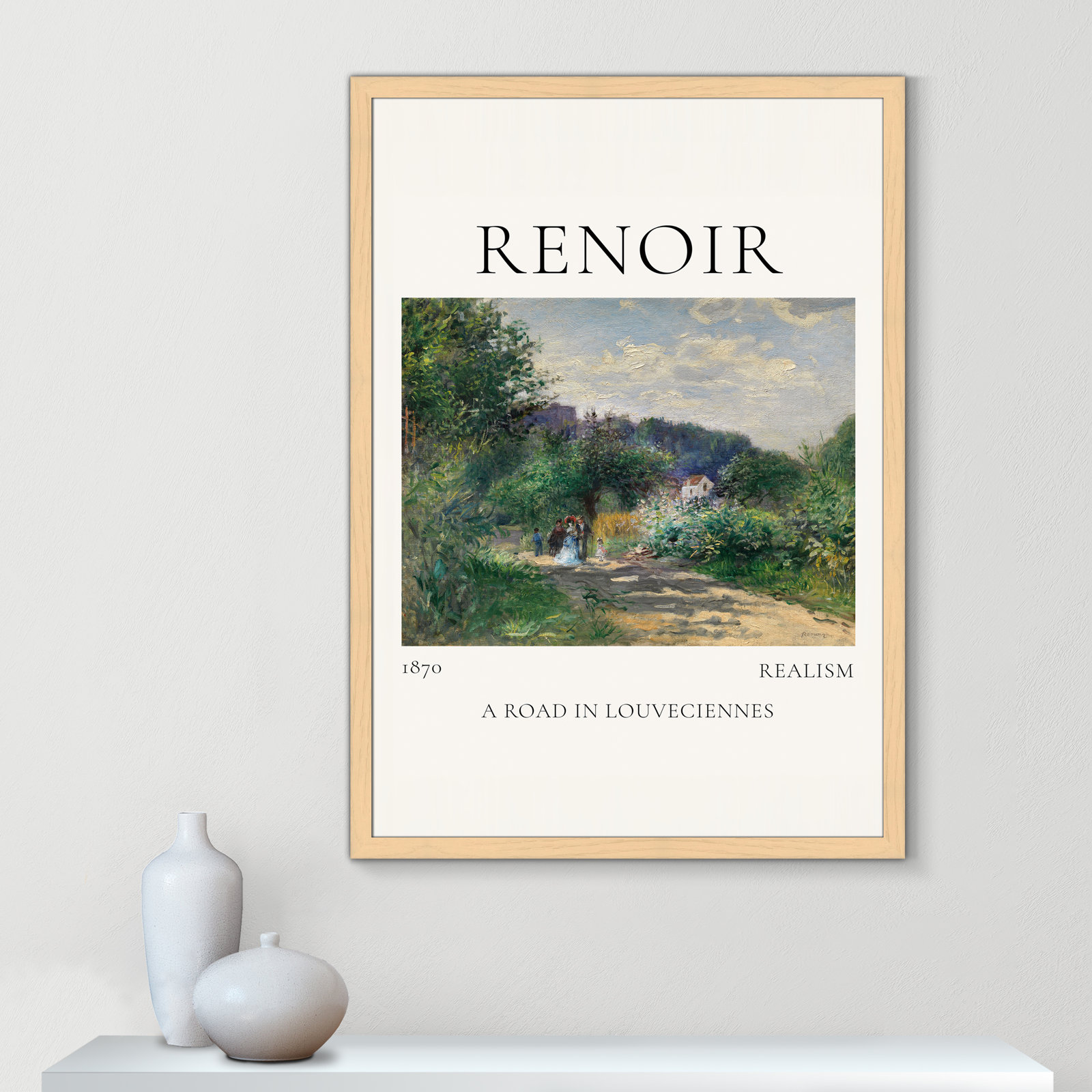 Rocchetto "A Road in Louveciennes" Print, Natural Single Picture Frame, No, 55" H x 39" W x 1.25" D
