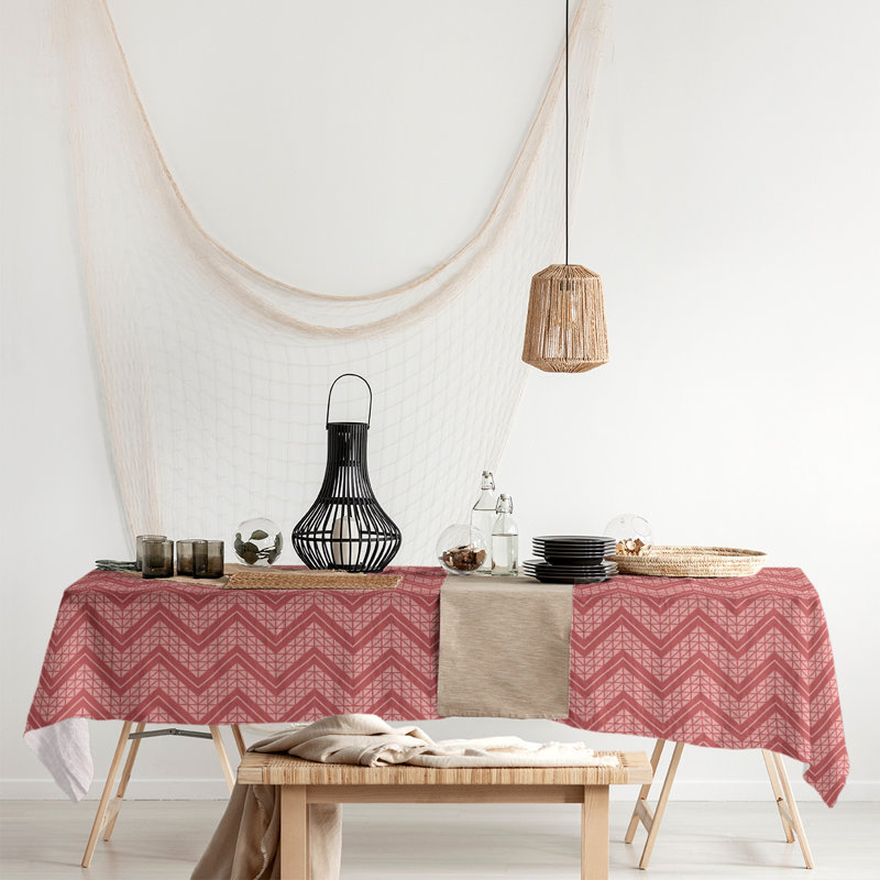 Stephenie Classic Hand Drawn Chevrons Tablecloth, Red
