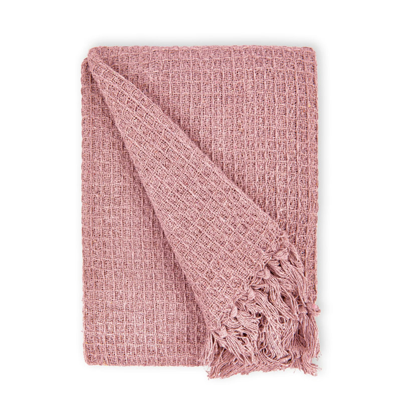 Vitela Throw Blanket, Single-Short (90 x 160cm), Blush Pink
